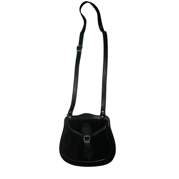 Black Suede Crossbody Bag With Adjustable Strap By Mapend Handmade In Argentina - Picture 1 of 15